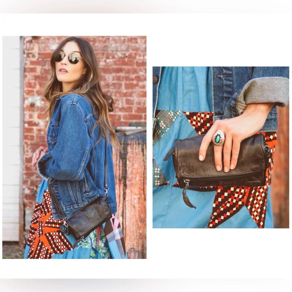 NWT Bed Stu Leather Amina Crossbody Clutch Wallet Black Rustic MSRP $185 - Picture 16 of 16